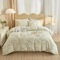 mixinni 3pcs Girls Boho Green Floral Duvet Cover Set King Size Cotton Soft by mixinni