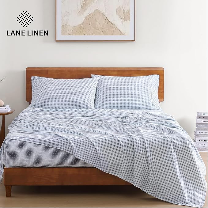 LANE LINEN Eco Friendly 100% Organic Cotton Queen Bed Sheets Set, Printed - Image 2