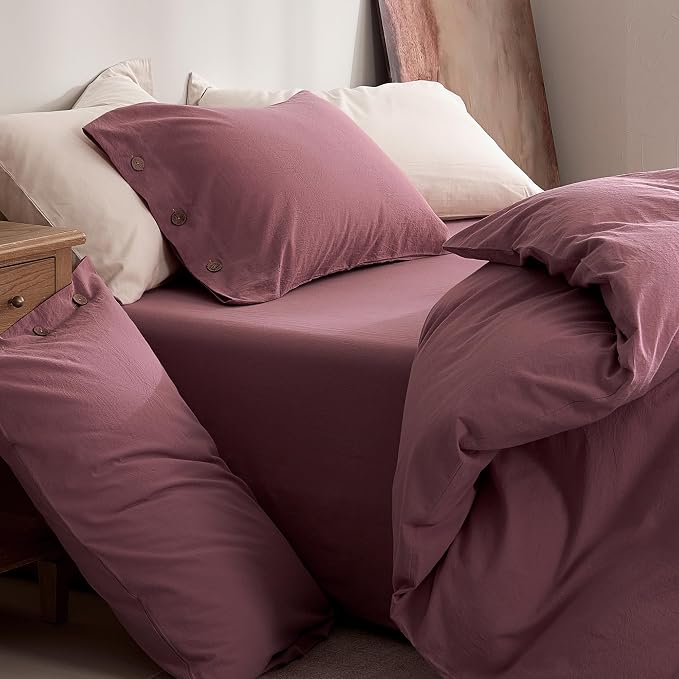 JELLYMONI 100% Washed Cotton Duvet Cover Full – Soft, Breathable Linen-Look - Image 9