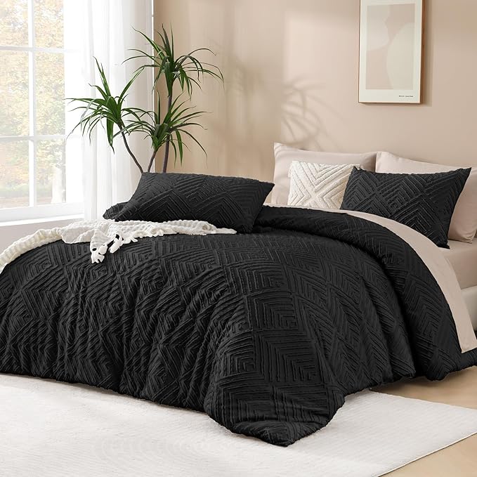 Andency Black Comforter Set Queen, Lightweight Fluffy Bedding Comforter Sets by Andency