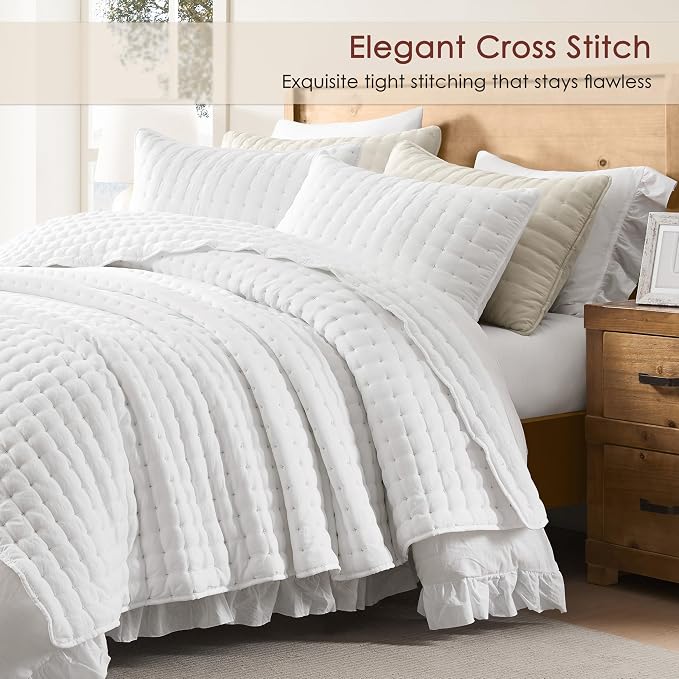 WDCOZY White Queen Size Quilt Bedding Sets - Image 3