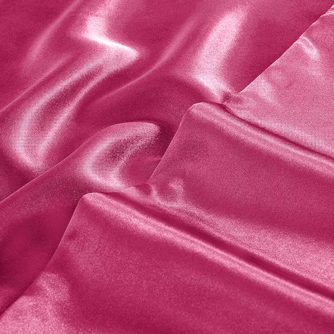 Aormenzy Satin Pillow Cases for Women King Size Set of 2, Hot Pink Satin - Image 7