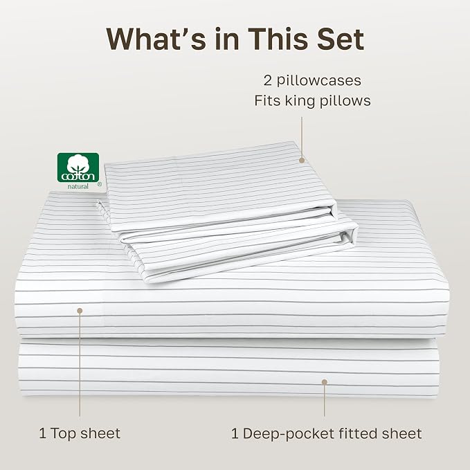 California Design Den Soft Cotton Cal King Size Bed Sheets Set, 400 TC Good - Image 4