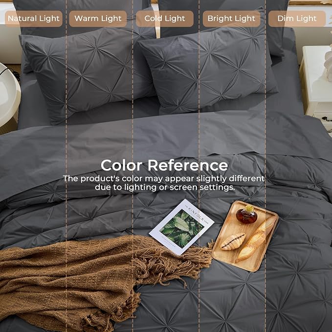 Sasttie Twin Comforter Set, 5-Piece Bed in a Bag, Pintuck Bedding Sets - Image 8