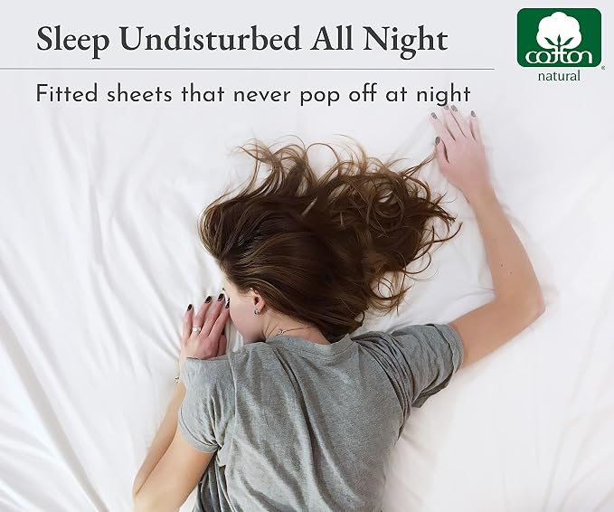 California Design Den Soft 100% Cotton Fitted Sheet Twin, Durable Sateen - Image 7