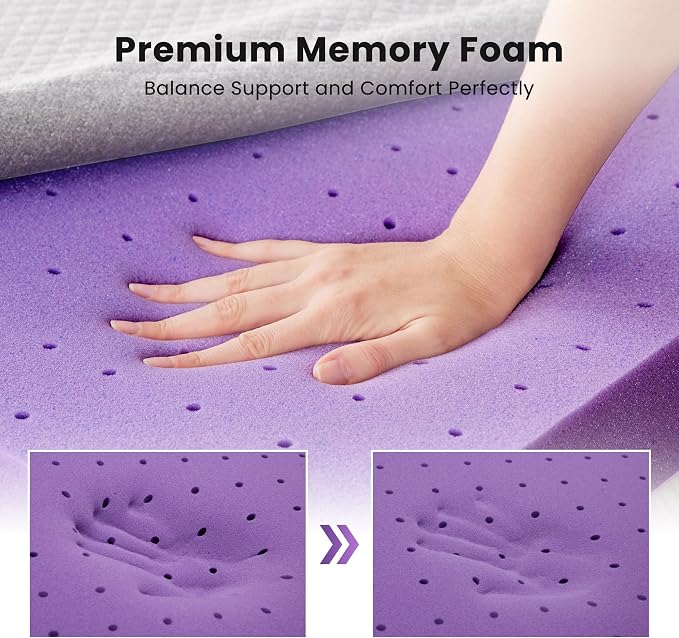 SINWEEK 3 Inch Gel Memory Foam Mattress Topper Queen Size, Pad - Image 5