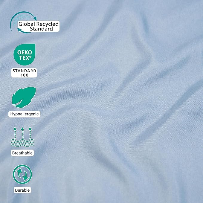 ZPECC Queen Flat Sheet Only 1 Pack, Durable Light Blue Top Bed Sheets - Image 2