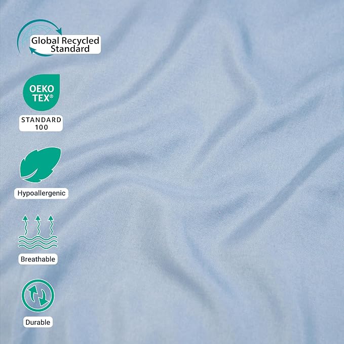 ZPECC Full Flat Sheet Only 6 Pack, Durable Light Blue Top Bed Sheets - Image 4