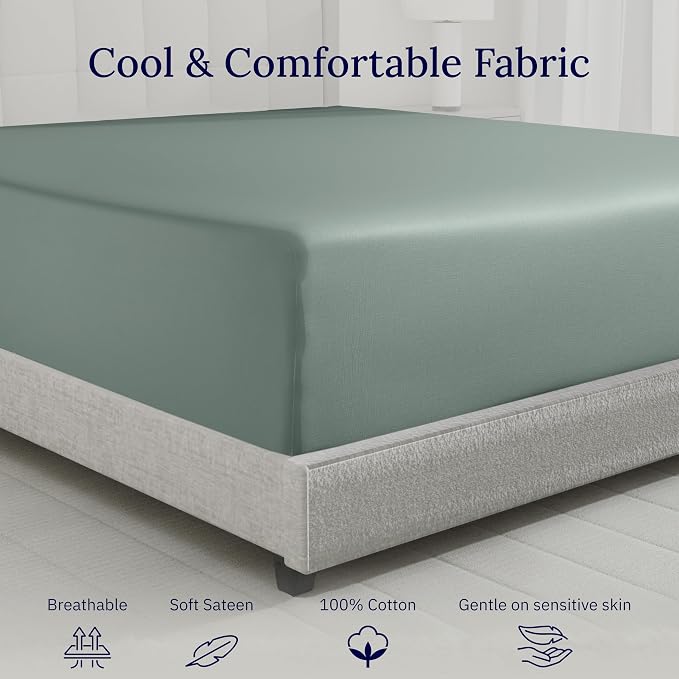 Luxuriously Soft Twin Fitted Sheet, 600 Thread Count, Sateen Sheets, 100% - Image 8