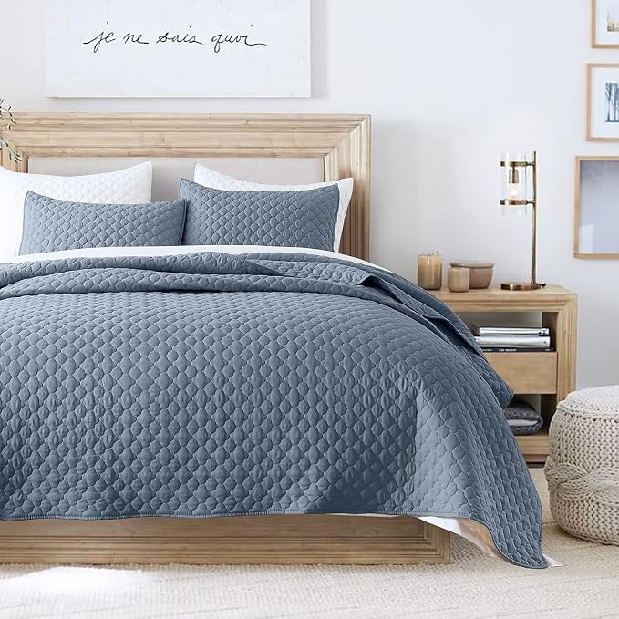 HORIMOTE HOME Quilt King Size Dusty Blue, Lightweight Quilt by HORIMOTEHOME
