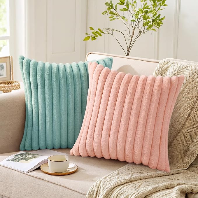 Pallene Faux Fur Plush Throw Pillow Covers 22x22 Set of 2, Luxury Soft Fluffy - Image 5