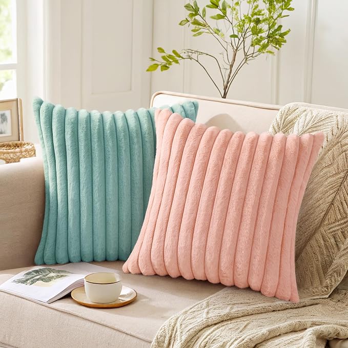 Pallene Faux Fur Plush Throw Pillow Covers 26x26 Set of 2, Luxury Soft Fluffy - Image 5