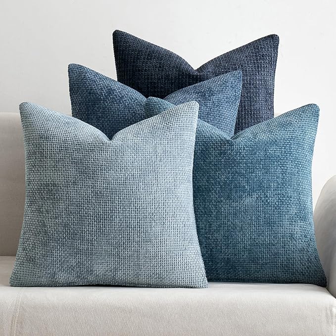 MIULEE Pack of 4 Couch Throw Pillow Covers 20x20 Inch Neutral Blue Soft by MIULEE