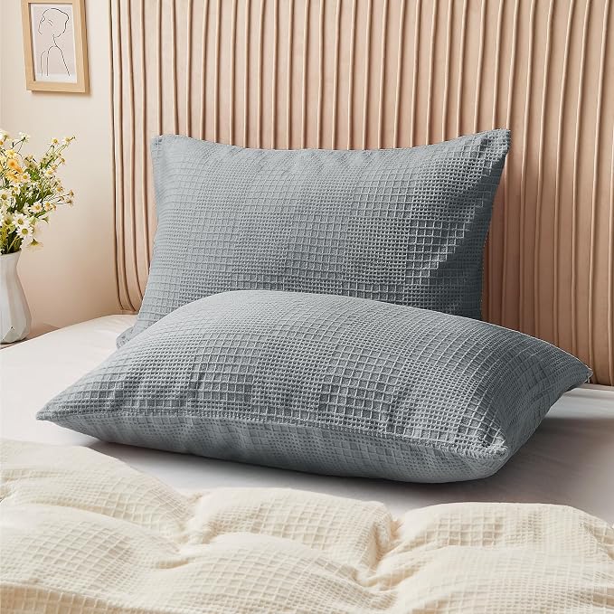 BEDELITE Flannel Pillow Cases Queen Size Set of 2, Decorative Waffle Weave - Image 2