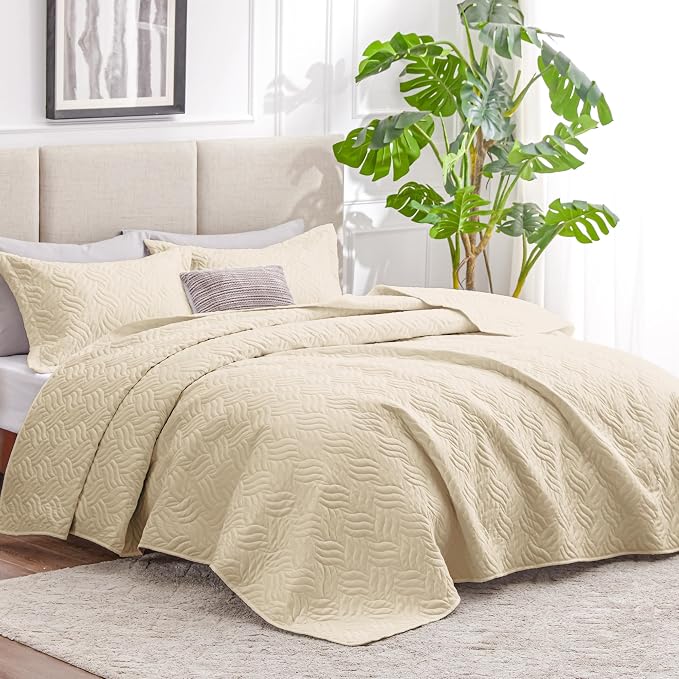 Love's cabin King Size Quilt Bedding Set Camel Bedspreads - Image 2