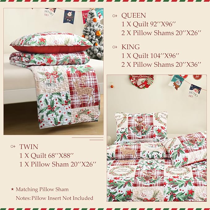 Exclusivo Mezcla Reversible Christmas Quilts Queen Size - Image 6