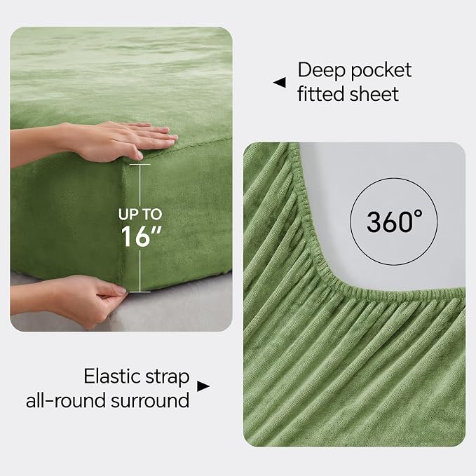 BEDELITE Flannel Sheets Twin Size Sage Green - Image 4