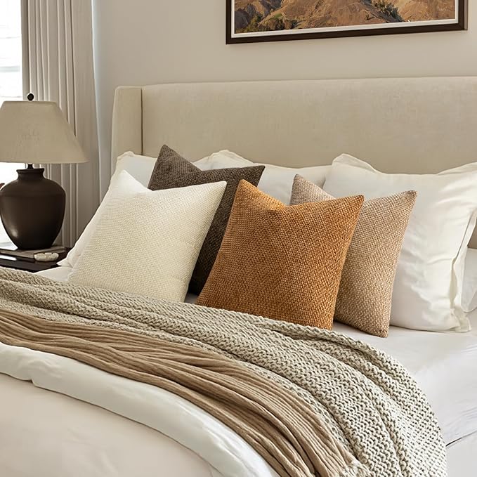 MIULEE Pack of 4 Brown Couch Throw Pillow Covers 20x20 Inch Soft Decorative - Image 4