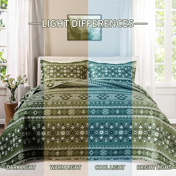 BEDIFANY California King Quilt, Reversible Lightweight Bedspread, Boho Bed - Image 5