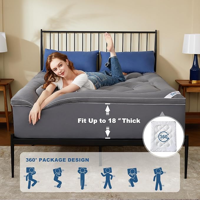 BEDLORE King Mattress Topper, Thick Pillow Top Pad - Image 5