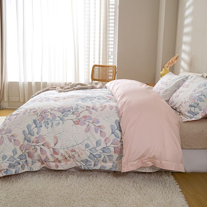 OAITE Duvet Cover Set Twin Size Floral Pattern Ultra Soft 100% Cotton Duvet - Image 6