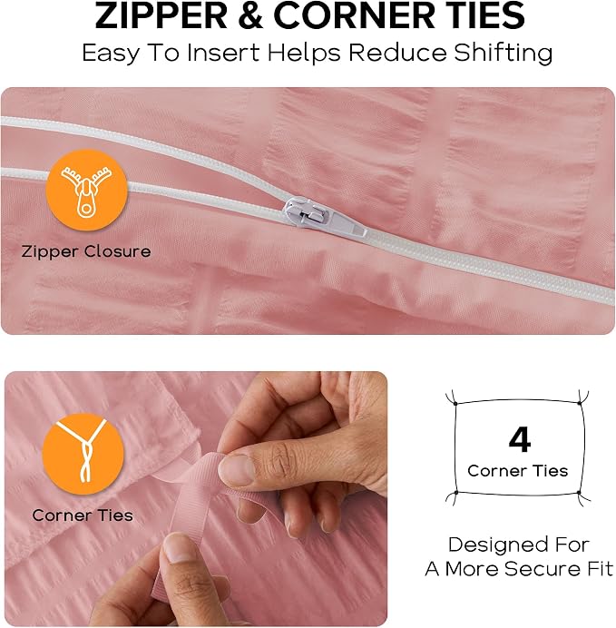 Cozyide Pink Duvet Cover Queen Size, 3 Pieces Bedding Duvet Covers, Soft - Image 5