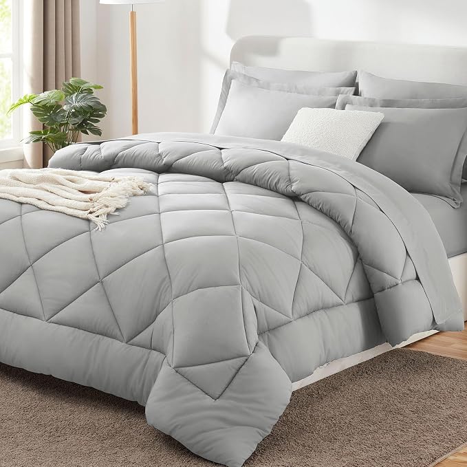CozyLux King Size Comforter Set Light Grey by CozyLux