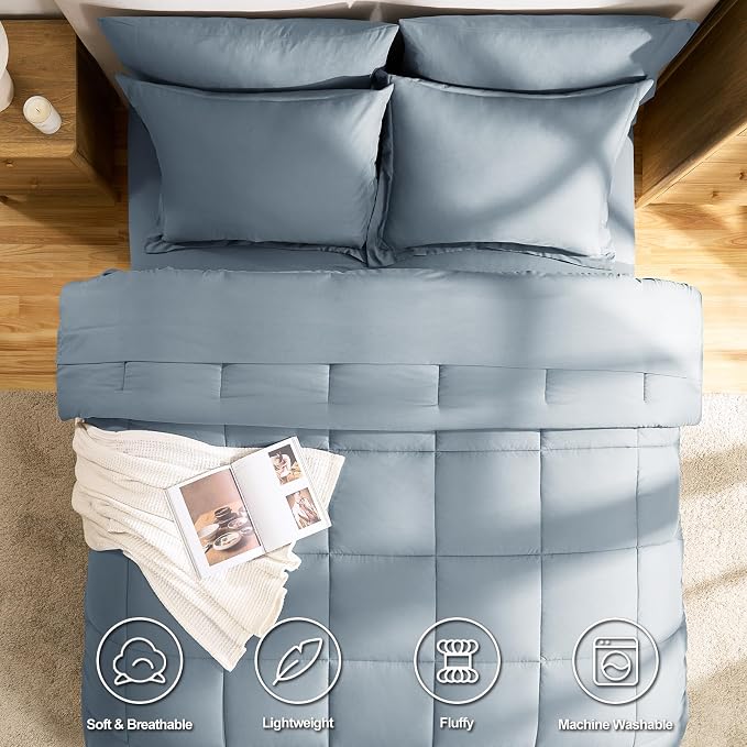 CozyLux Twin XL Comforter Set Grayish Blue - Image 2