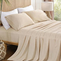 Queen Sheet Set 4 Pieces, Wrinkle Free, Oeko-Tex Certified Bedsheets，Cream by Dreava