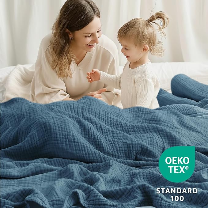 100% Cotton Muslin Blanket 50" x 60", Breathable and Lightweight Cotton Throw - Image 3