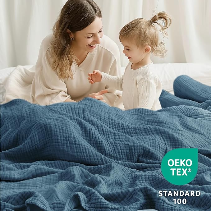 100% Cotton Muslin Blanket Twin 60" x 80", Breathable and Lightweight Cotton - Image 3