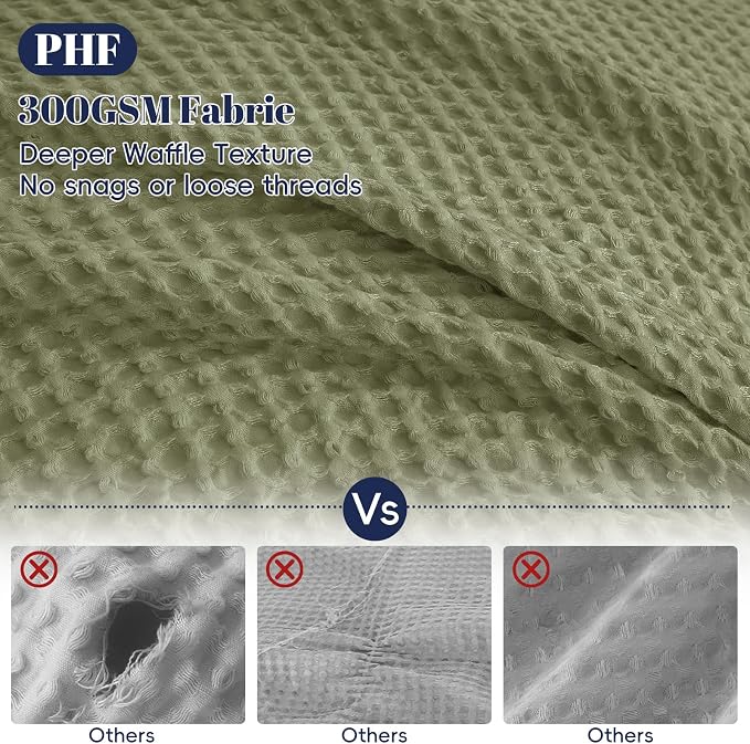 PHF Waffle Weave Duvet Cover Set King Size, No Snagging Ultra Soft Luxury - Image 3