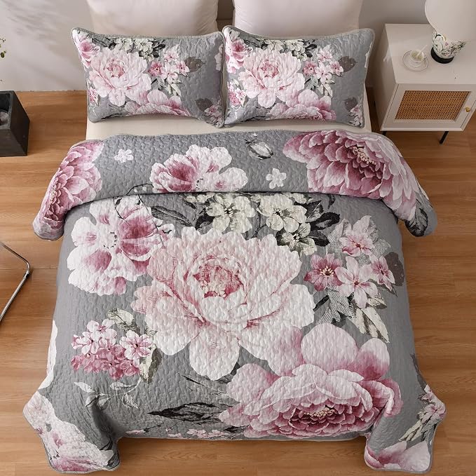 WONGS BEDDING Floral Quilt Set Queen - Image 2