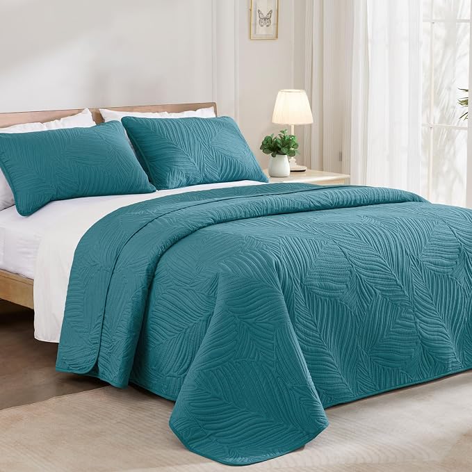 Exclusivo Mezcla Queen Quilt Bedding Set, Lightweight Teal Quilts Queen Full - Image 2
