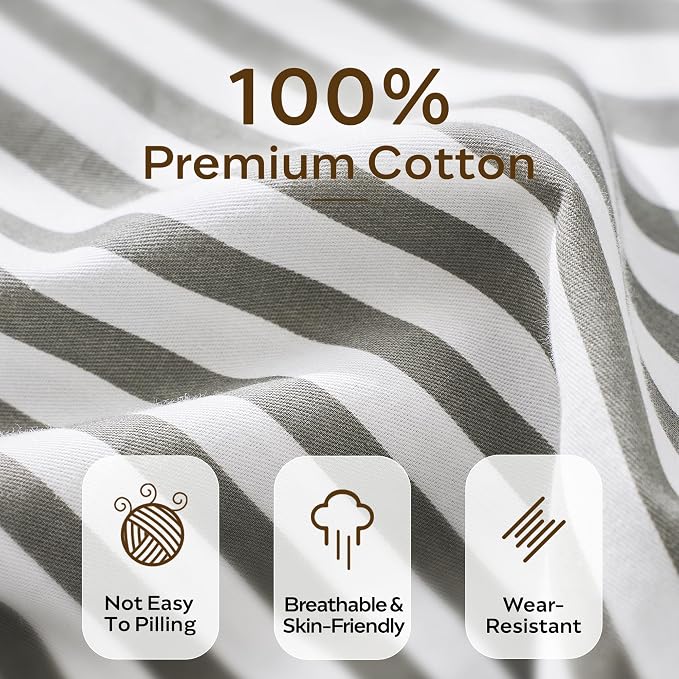JELLYMONI 100% Natural Cotton 2pcs Striped Duvet Cover Sets - Image 3