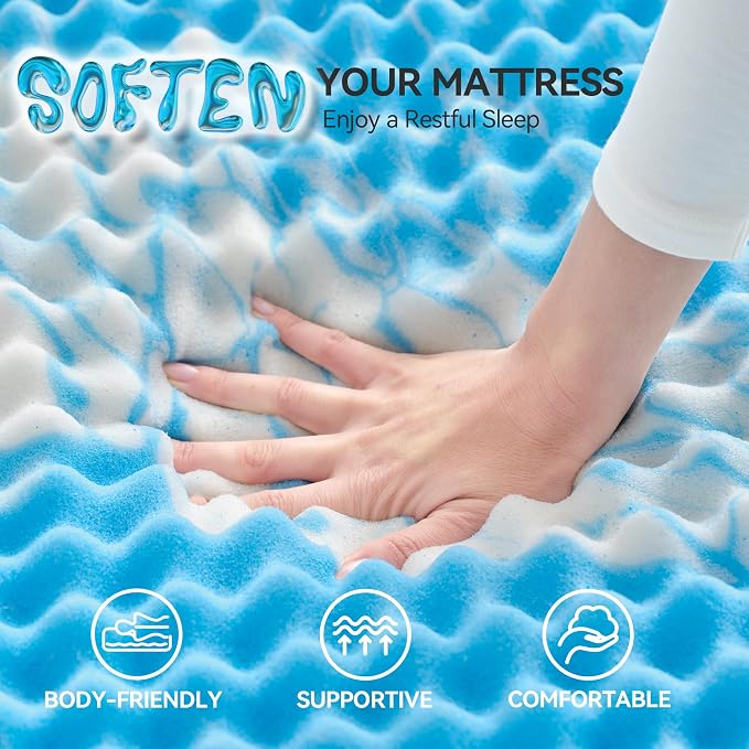 SINWEEK 2 Inch Egg Crate Memory Foam Mattress Topper King Size, Soft Mattress - Image 5