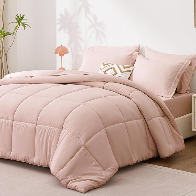 Love's cabin Twin XL Comforter Set Blush Pink, 5 Pieces Twin XL Bed in a Bag - Image 2