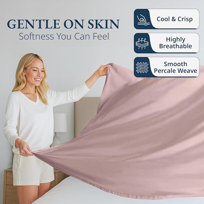 Lane Linen 100% Organic Cotton Full Size Flat Sheet Only - Image 3