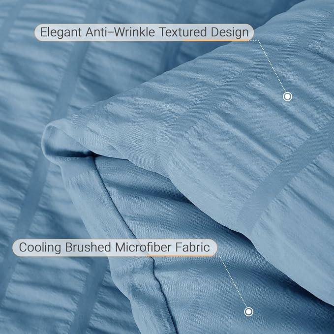 MUXHOMO 5 Pieces Twin Comforter Set, Seersucker Bed in a Bag Twin Size - Image 5