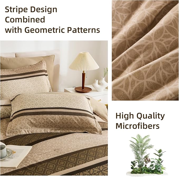 WONGS BEDDING 7 Pieces Comforter Set Queen Size, Minimalist Geometric Soft - Image 8