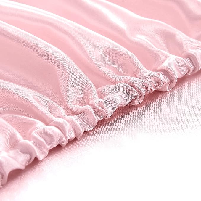Homiest Blush Pink Satin Fitted Sheet Queen Size, Deep Pocket, Luxury & Ultra - Image 4