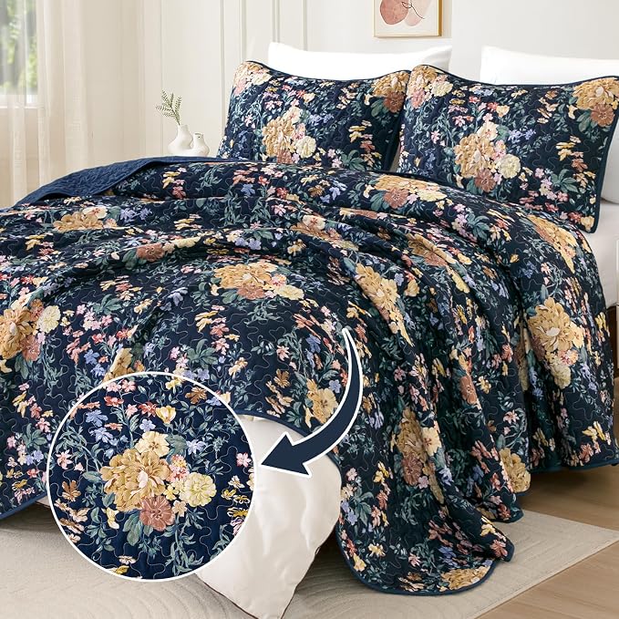 WONGS BEDDING Quilt Queen Size, Botanical Quilt - Image 2