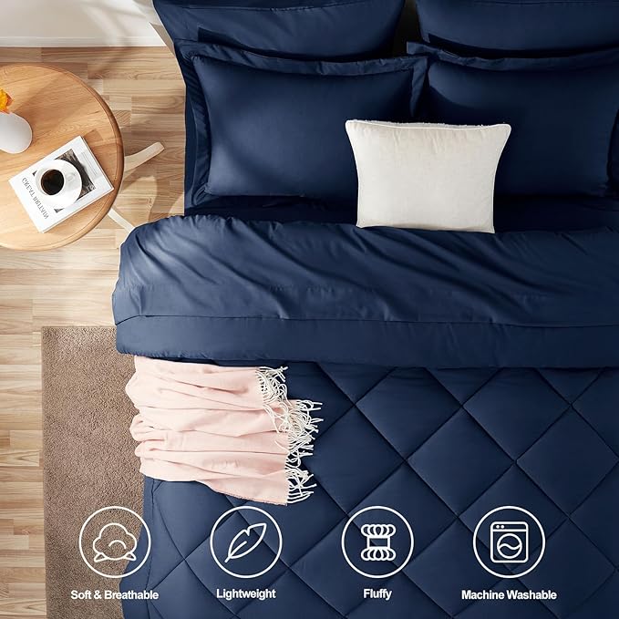 CozyLux King Size Comforter Set Navy Blue - Image 2