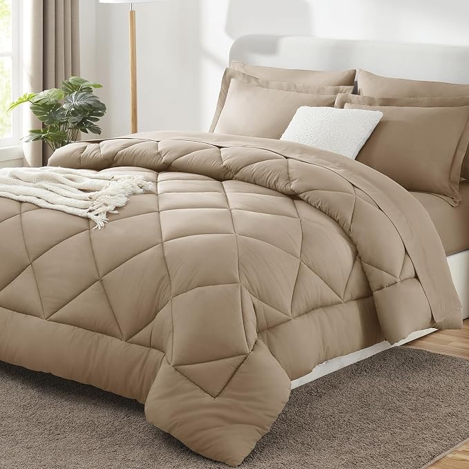 CozyLux Queen Comforter Set Taupe by CozyLux