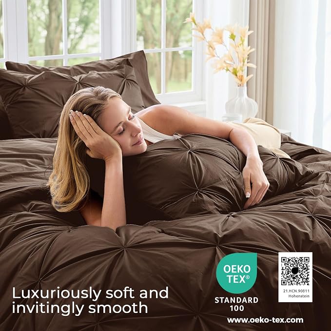 Sasttie Twin Comforter Set, 5-Piece Bed in a Bag, Pintuck Bedding Sets - Image 3