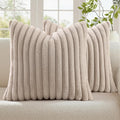 decorUhome Cozy Faux Fur Throw Pillow Covers 18x18 Set of 2 Decorative Soft by decorUhome