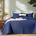 FLYMME Full Queen Quilt Bedding Set, Lightweight Navy Blue Bedspreads, Vintage by FLYMME