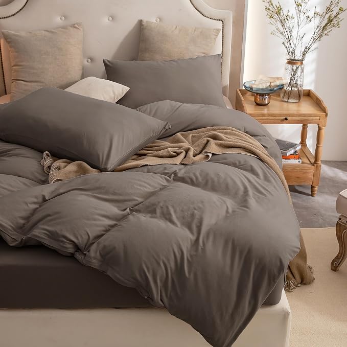 PURE ERA Jersey Knit Duvet Cover Set 100% T-Shirt Cotton Super Soft Comfy 3pc - Image 4