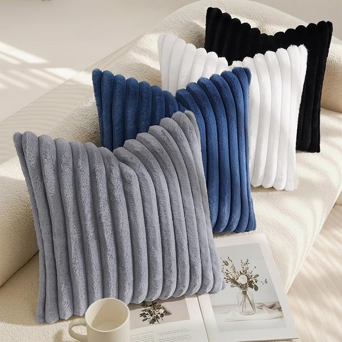 decorUhome Cozy Faux Fur Throw Pillow Covers 20x20 Set of 2 Decorative Soft - Image 7