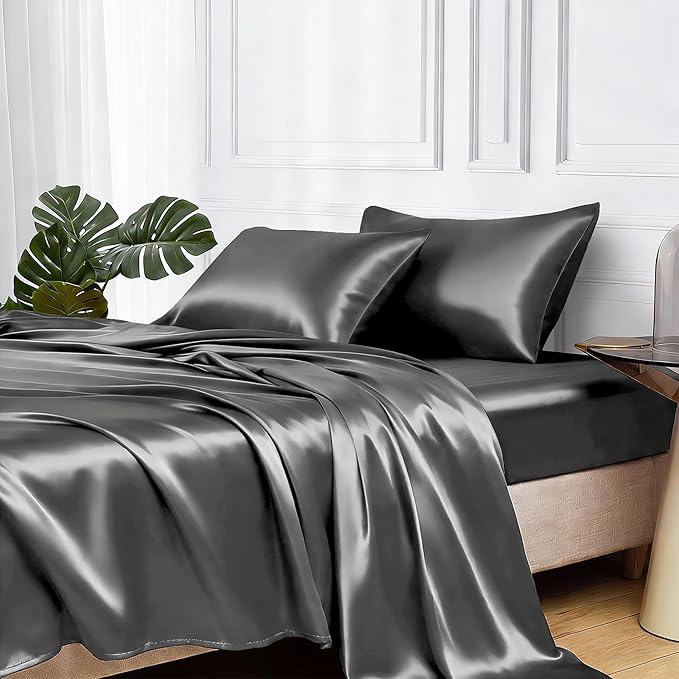 MR&HM Satin Bed Sheets, Full Size Sheets Set by MRHM